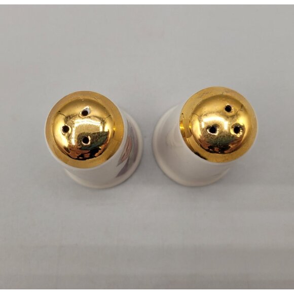 George and Martha Washington Ceramic Salt and Pepper Shaker Set Gold Tops - Picture 5 of 7